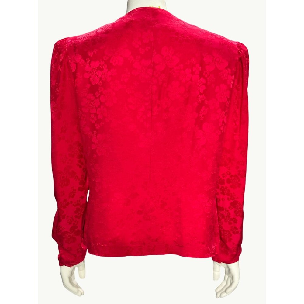 Argenti Petites Apple Red Button Snaps All Silk Vintage Blouse Size 10P - Picture 3 of 7